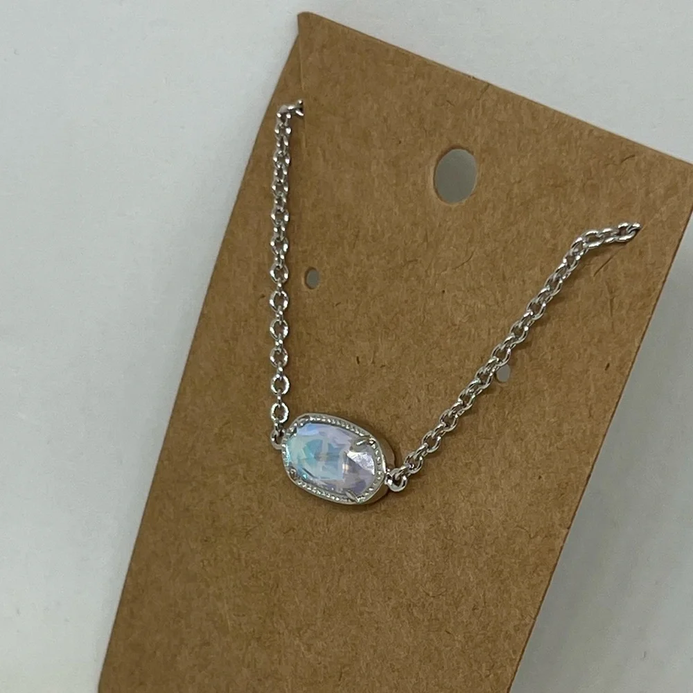 NEW Silver Adjustable‎ Chain Slider Bracelet Jewelry Faux Dichroic Glass Gift